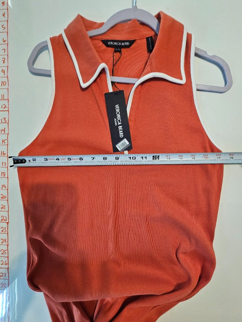 Veronica Beard Darien Dress Color Persimmons Size XL - Picture 5 of 9